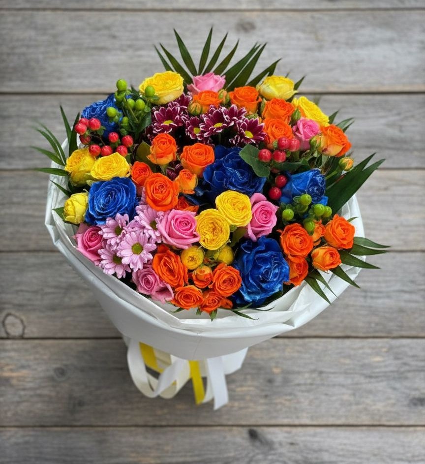 Букет цветов из: Розы и Хризантемы в Далматово