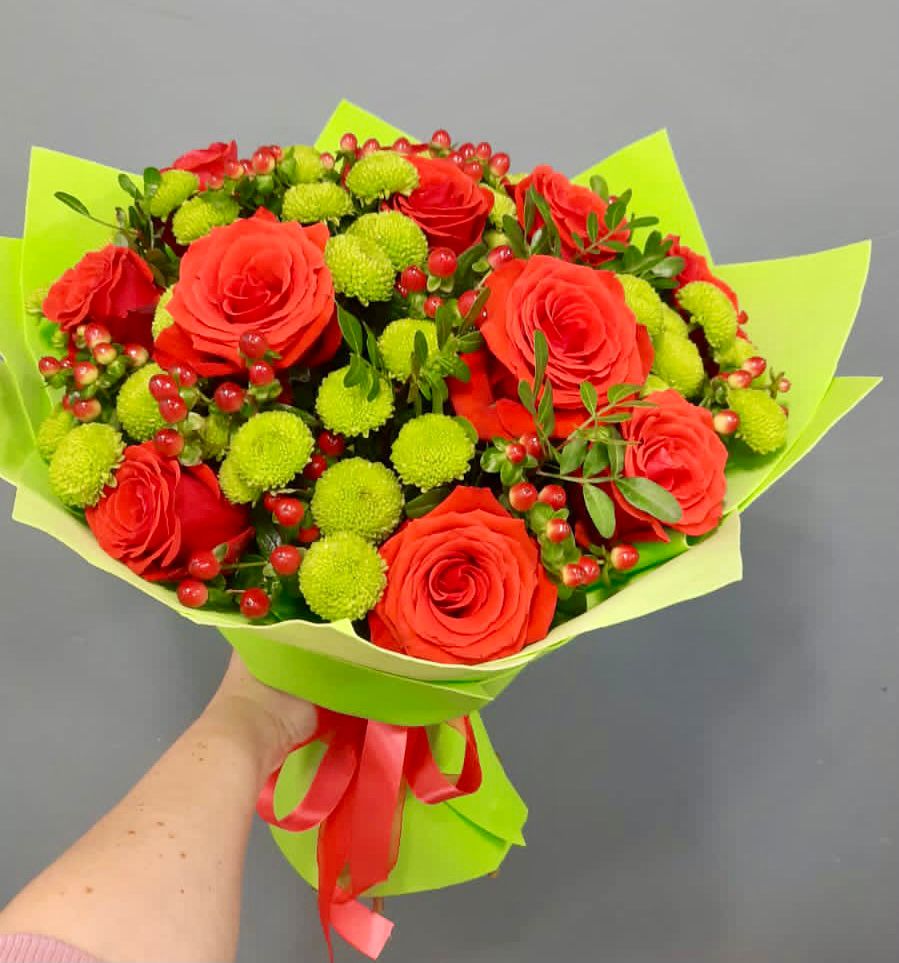 Букет цветов из: Хризантемы и Розы в Далматово