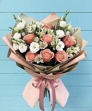Букет цветов из:  Розы, Альстромерии и Лизиантусы в Далматово