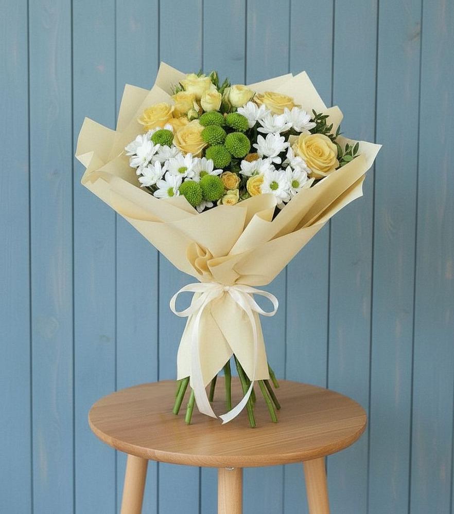 Букет цветов из: Хризантемы и Розы в Далматово