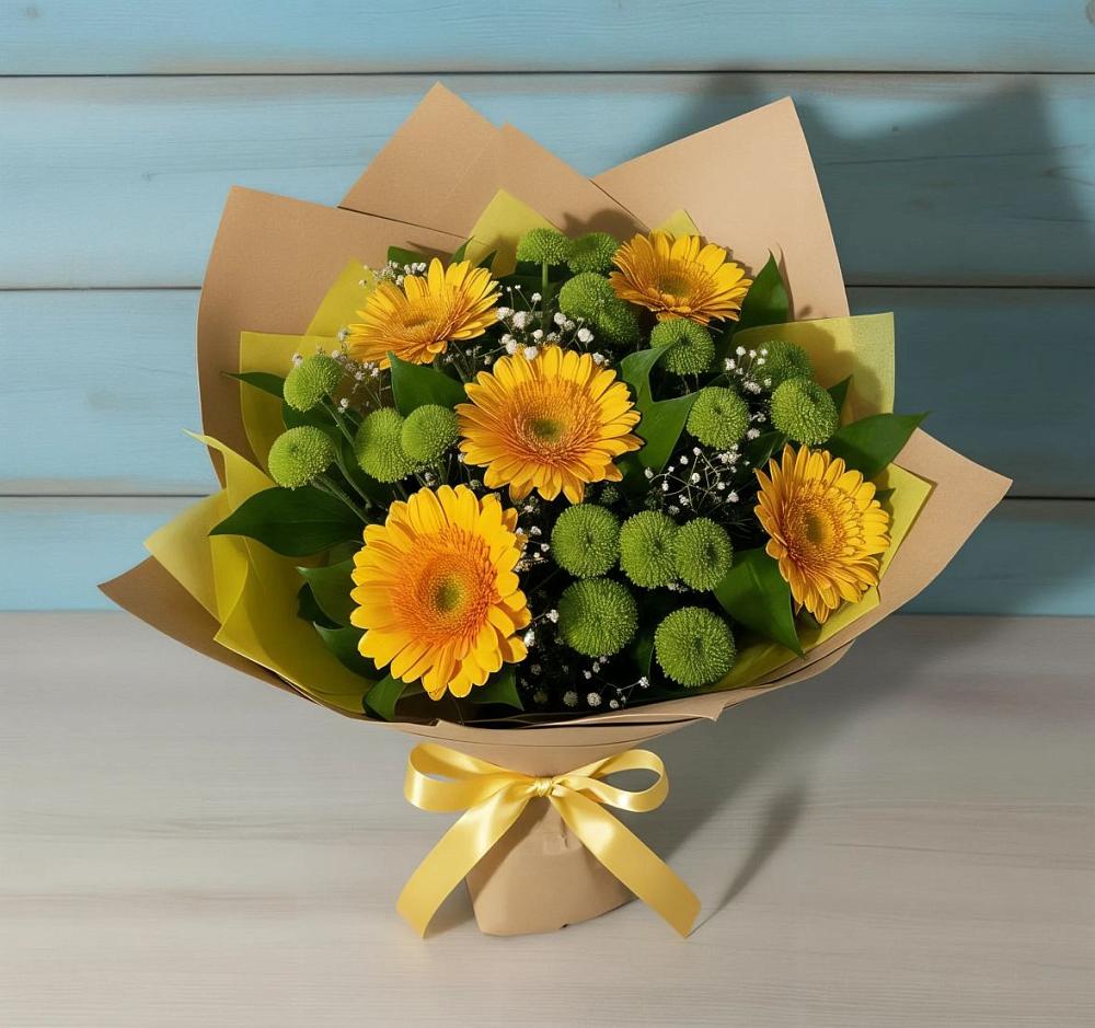 Букет цветов из: Герберы и Хризантемы в Далматово
