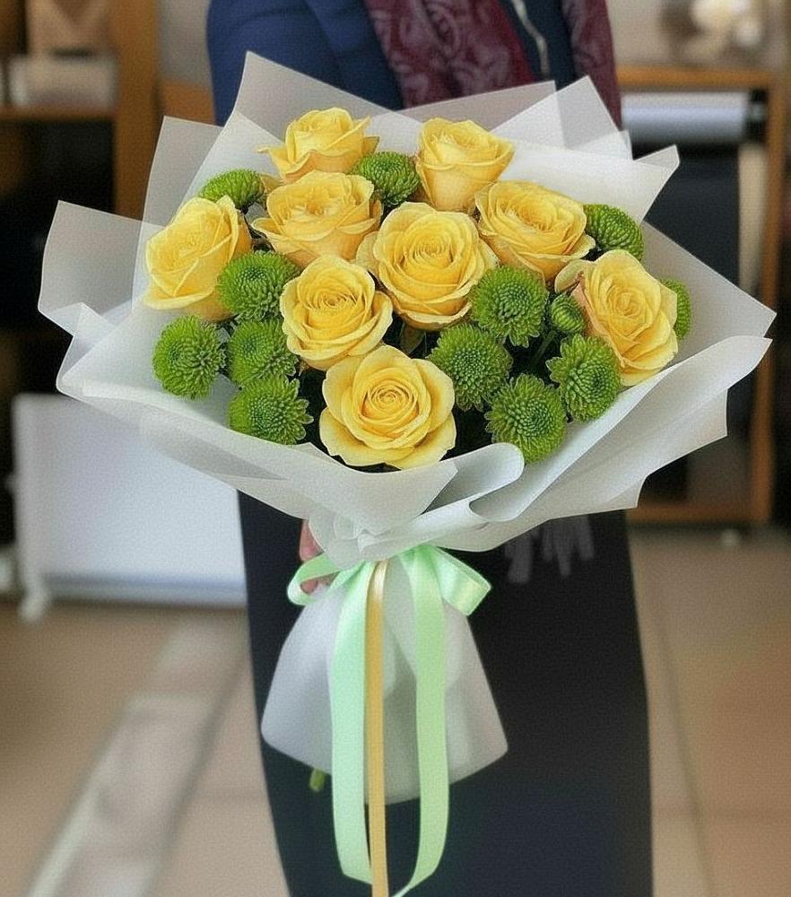 Букет цветов из: Хризантемы и Розы в Далматово