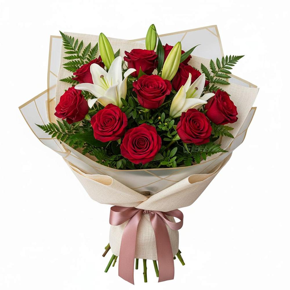 Букет цветов из: Лилии и Розы в Далматово