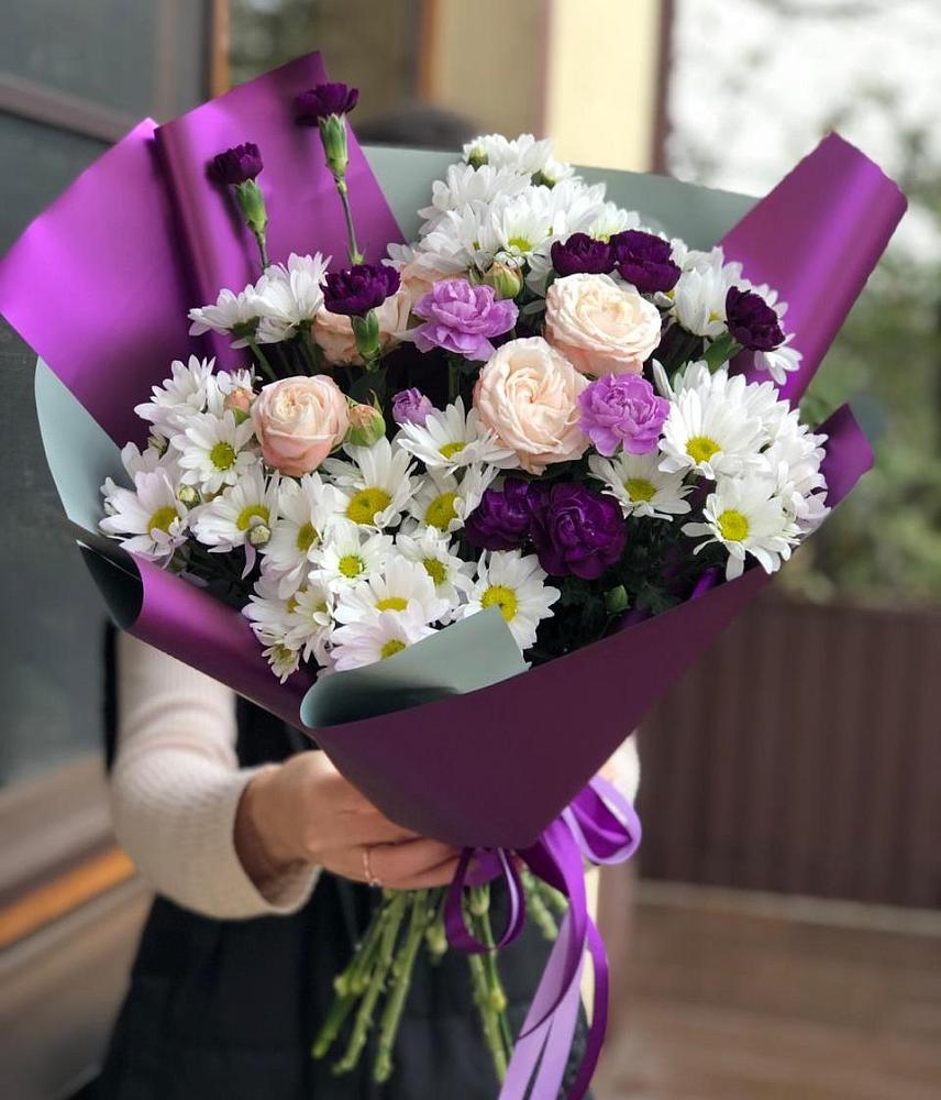 Букет цветов из: Хризантемы, Гвоздики и Розы в Далматово