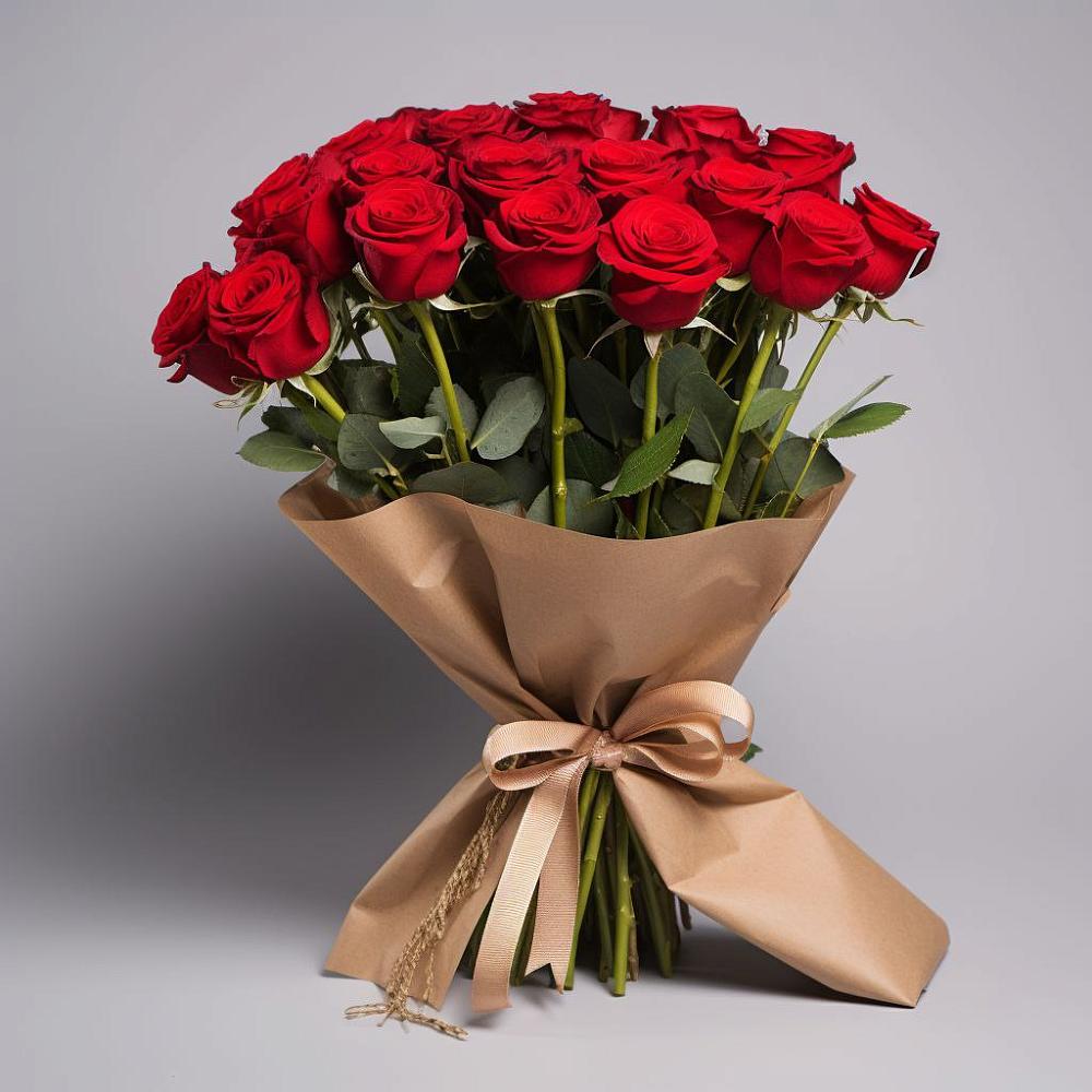 Букет 21 Красная роза Эдлесс Лав в Далматово