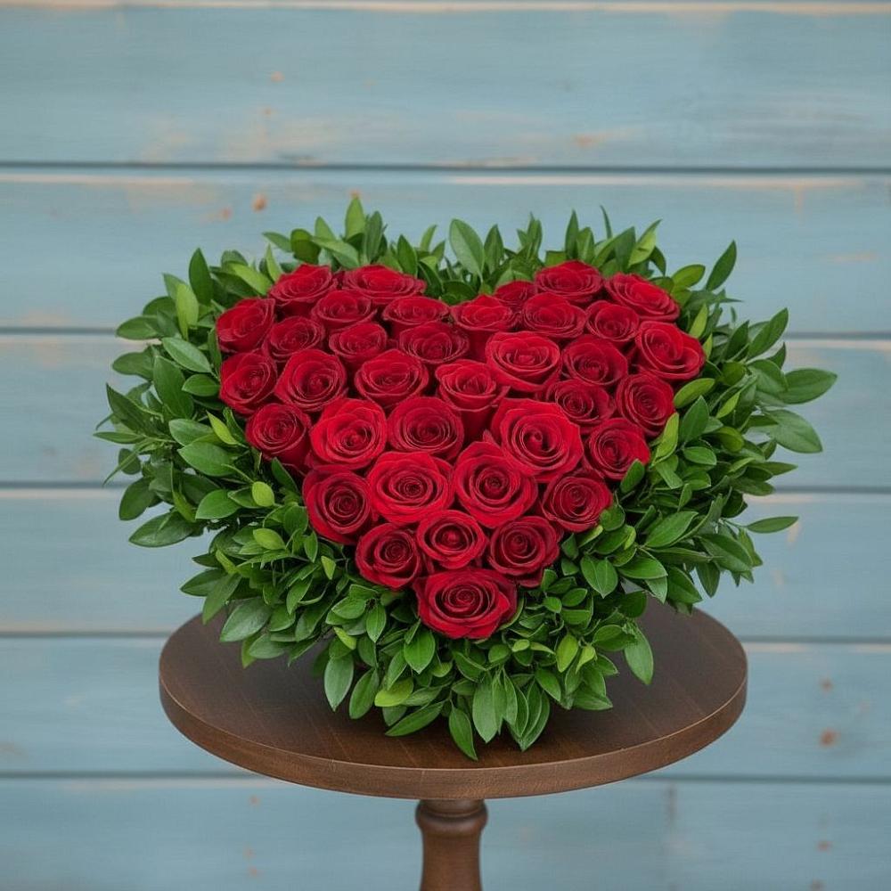 Цветочная композиция из Розы в виде сердца в Далматово