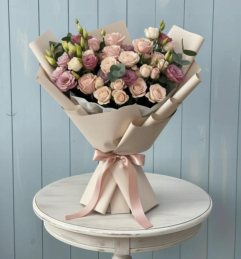 Букет цветов из: Розы и Лизиантусы в Далматово