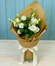 Букет цветов из:  Хризантемы и Лизиантусы в Далматово