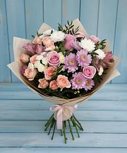 Букет цветов из:  Хризантемы, Розы и Альстромерии #REPLACE_PRED# Далматово