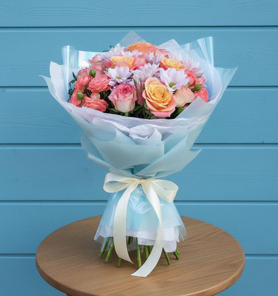 Букет цветов из: Хризантемы и Розы в Далматово