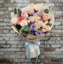 Букет цветов из:  Розы, Лизиантусы и Гвоздики в Далматово