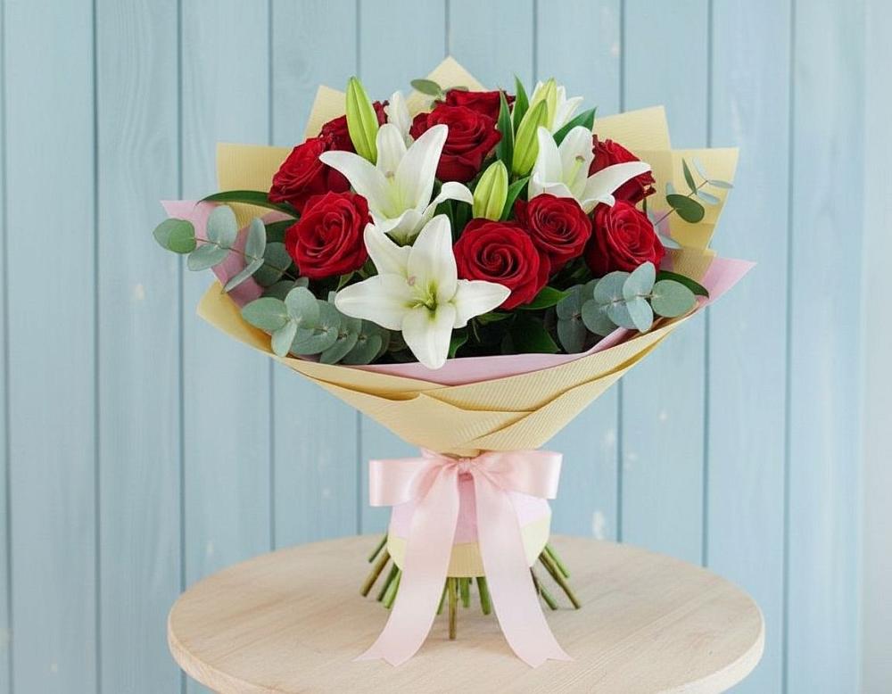 Букет цветов из: Лилии и Розы в Далматово